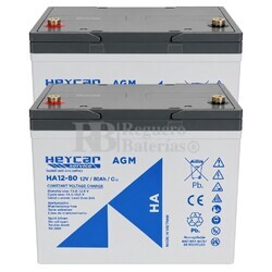 Pack 2 bater�as HA12-80 | 12 Voltios 80 Amperios AGM